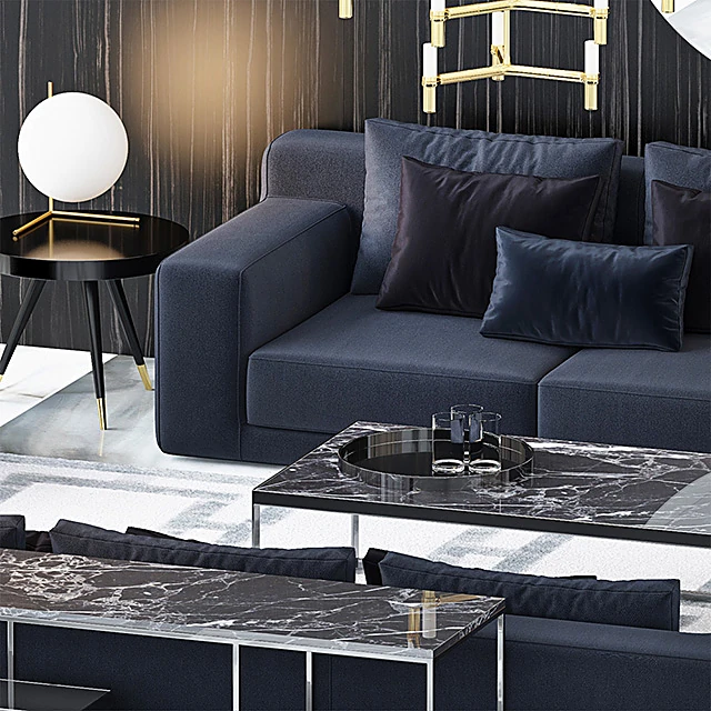 Living Room Furniture Collection with Modern Fabric and Marble Accents (2)