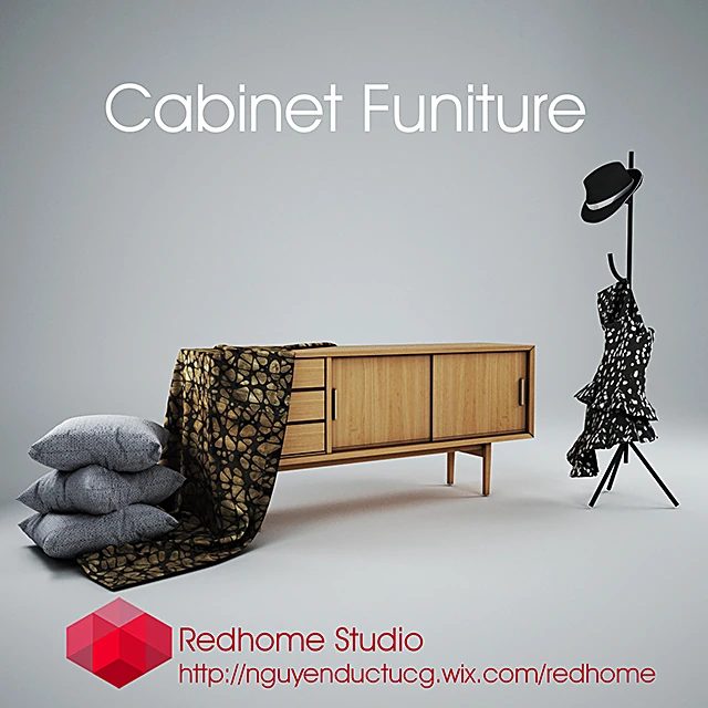 Credenza Scandinava in Legno con Ante Scorrevoli