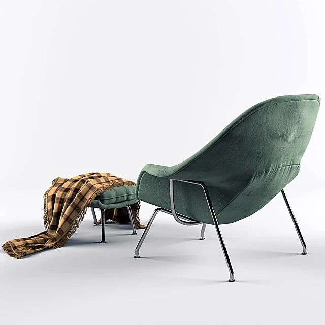 Armchair Womb Chair with Ottoman by Knoll (2)