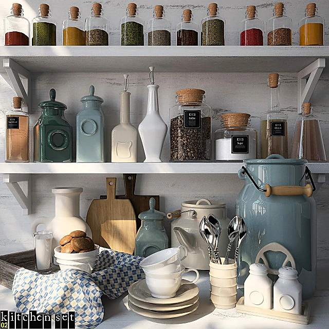 Kitchen Accessory Set with Ceramic and Glass Elements