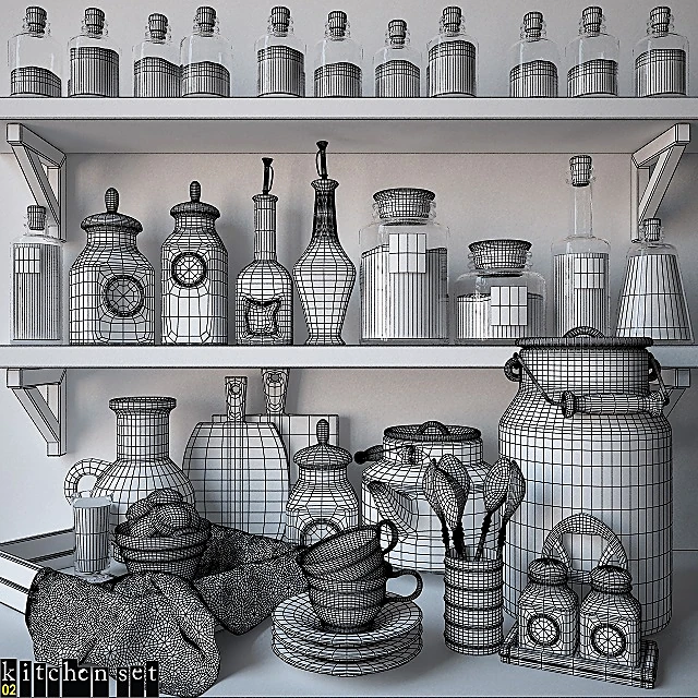 Kitchen Accessory Set with Ceramic and Glass Elements (2)