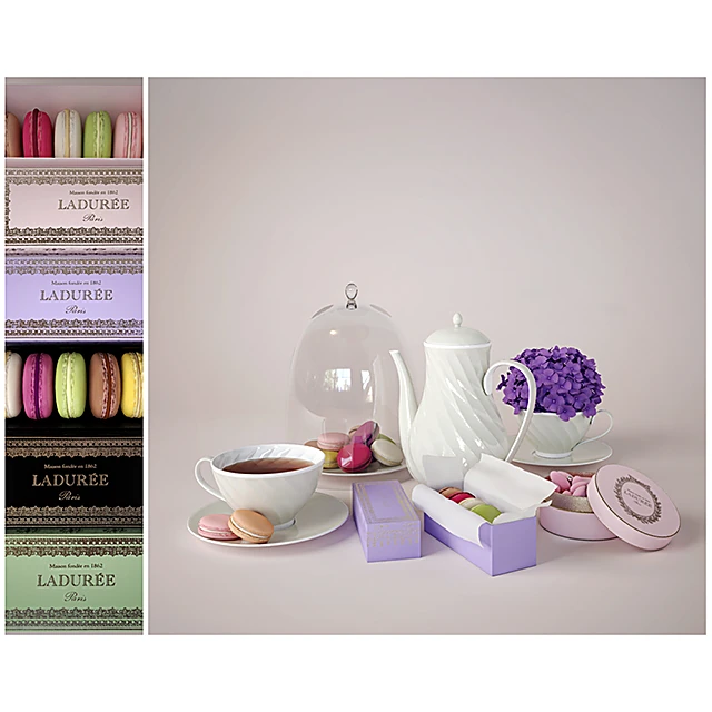 Decorative Tea Set with sweets by Ladurée