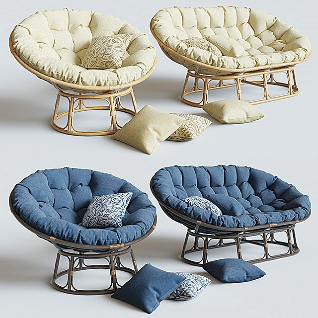 Rattan Papasan and Mamasan Chairs with Fabric Cushions