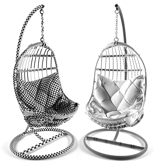 Hanging Chair with Rattan and Metal Stand (3)