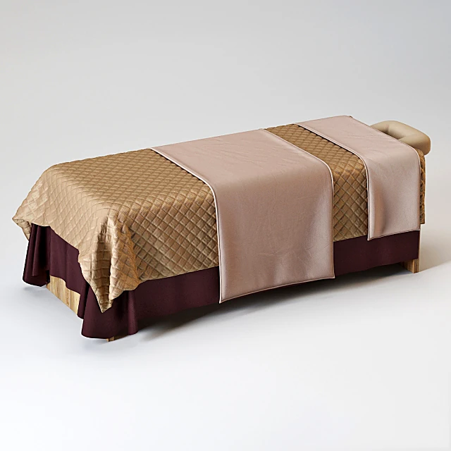 Spa Bed with Quilted Fabric and Blush Runner