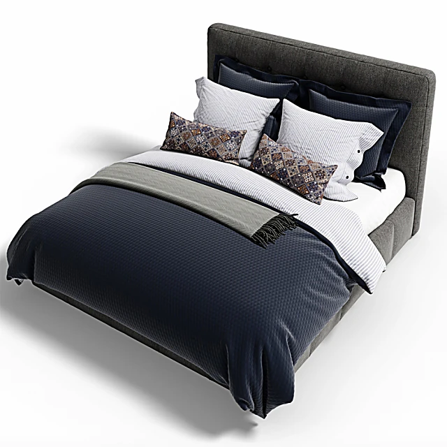 Compact Double Bed with Upholstered Headboard (2)