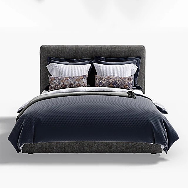 Compact Double Bed with Upholstered Headboard (3)