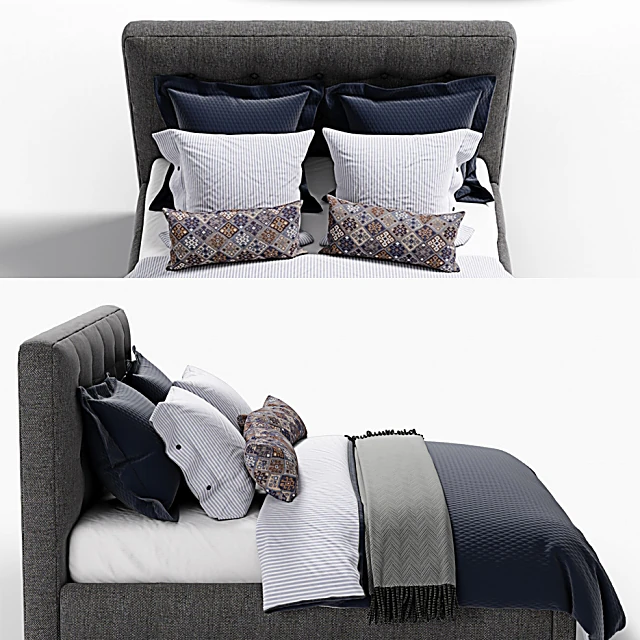 Compact Double Bed with Upholstered Headboard (4)
