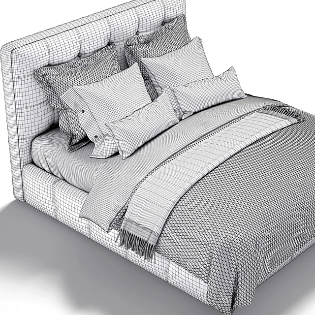 Compact Double Bed with Upholstered Headboard (5)