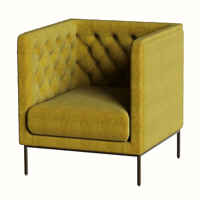 Modern Tufted Armchair with Metal Legs