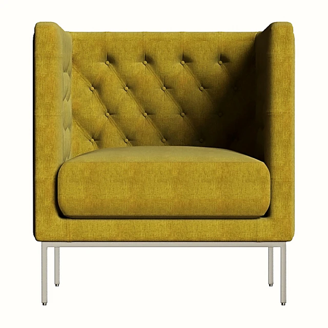 Modern Tufted Armchair with Metal Legs (2)