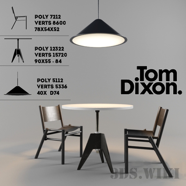 Isbjørn fætter Barcelona Lamp, table and chair by Tom Dixon - download 3d model | 3ds.wiki