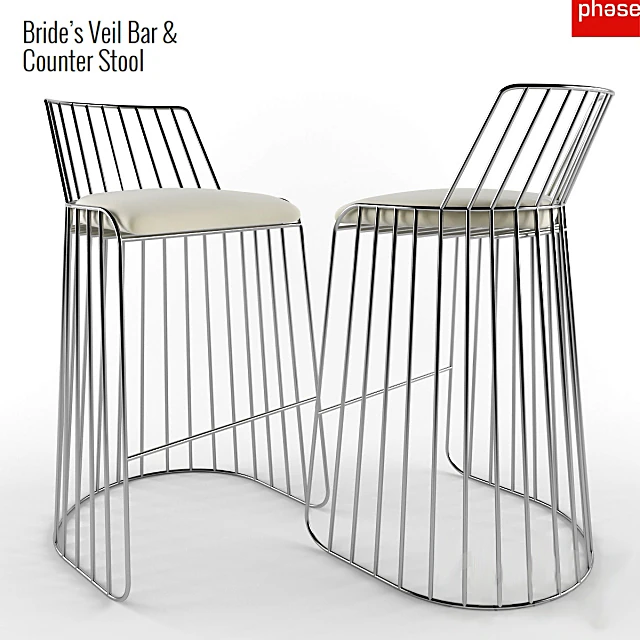 Bar Stool with Wireframe Metal Structure