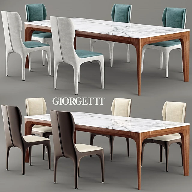 Dining Chair and Table Tiche by Giorgetti