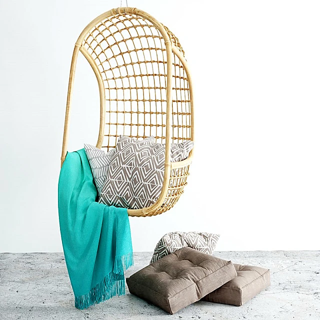 Hanging Chair with Rattan Weave