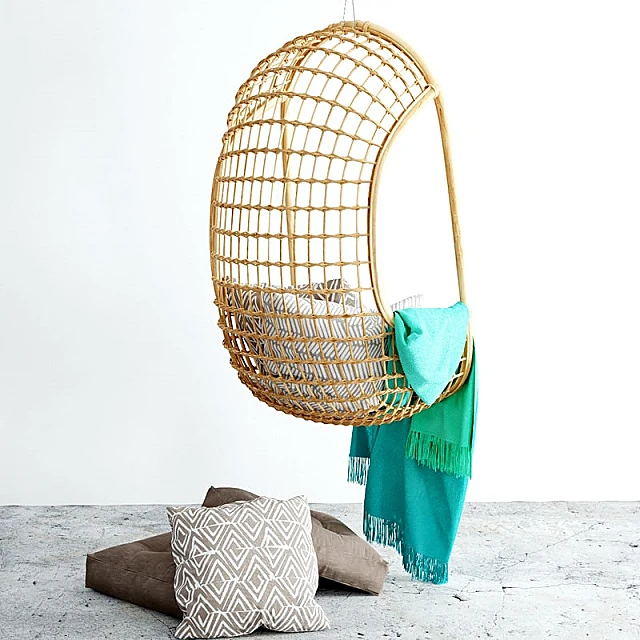 Hanging Chair with Rattan Weave (3)