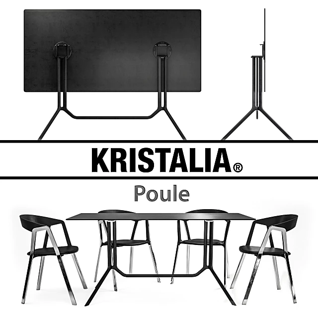 Table and Chair Set Poule and Compass by Kristalia
