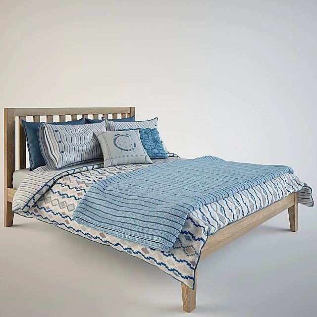 Wooden Oak Bed with Slatted Headboard (3)