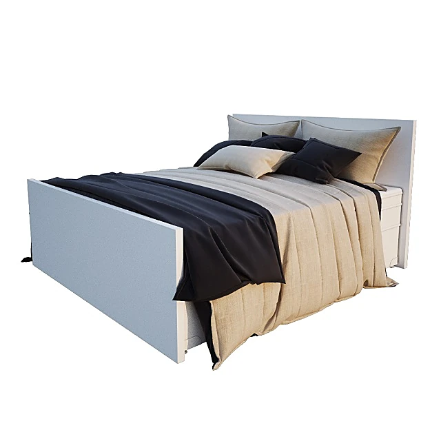 Modern Bed with Linen and Footboard