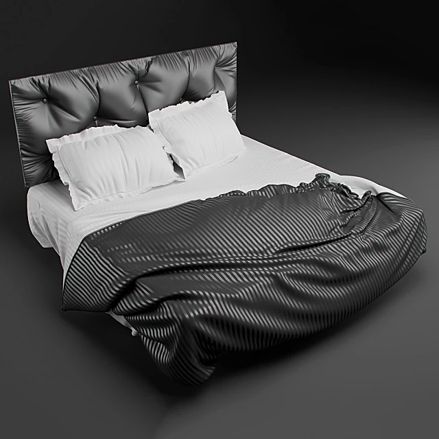Bed with Tufted Headboard