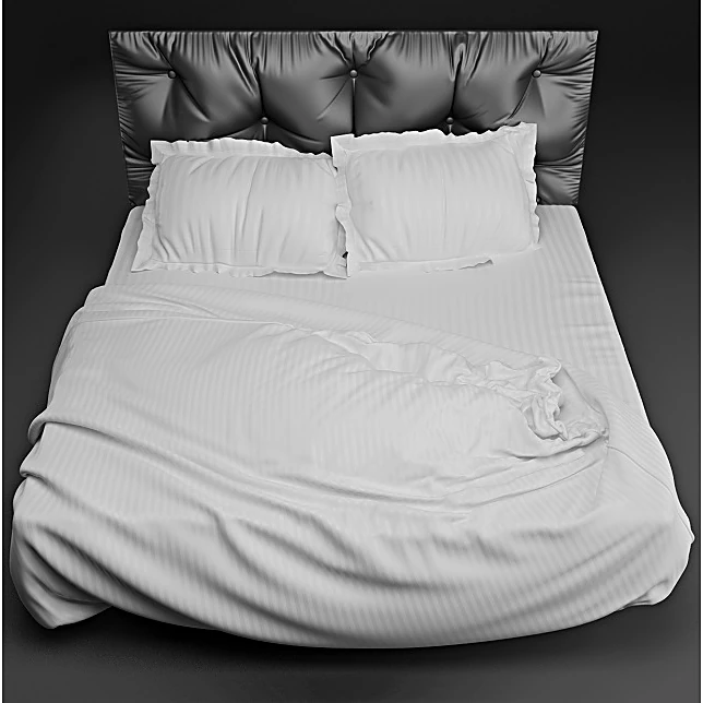 Bed with Tufted Headboard (2)