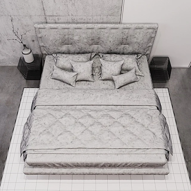 Modern Fabric Upholstered Bed with Stitched Headboard (3)