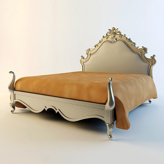Classic bed with Ornate Carved Headboard