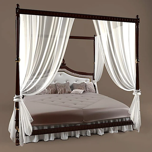 Classic Four-Poster Bed with Tulle Canopy