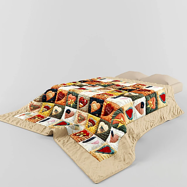 Multi-colored Bedspread with Patchwork Design
