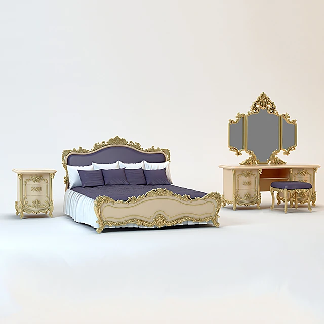 Classic Bedroom Set with Gilded Carvings