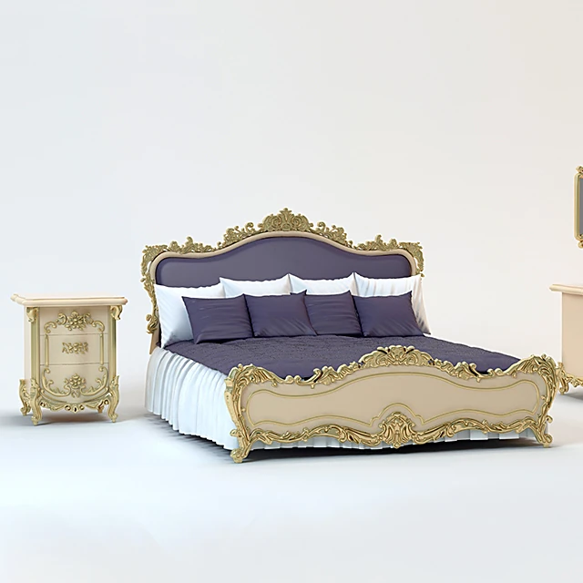 Classic Bedroom Set with Gilded Carvings (2)