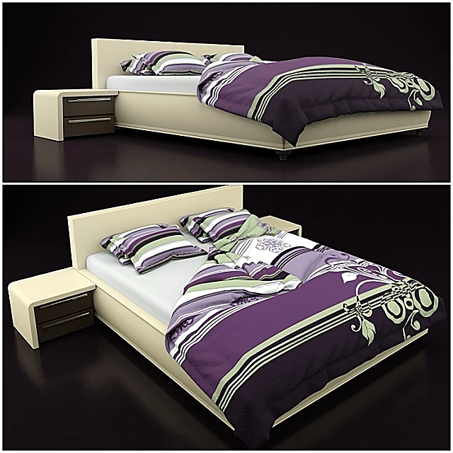 Modern Bed with Side Tables