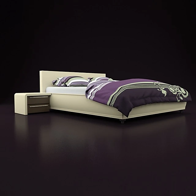 Modern Bed with Side Tables (3)