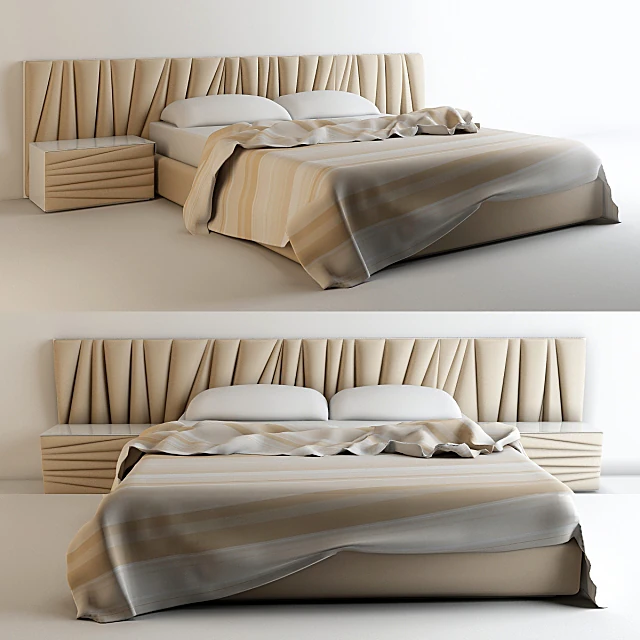 Upholstered Bed with Geometric Headboard