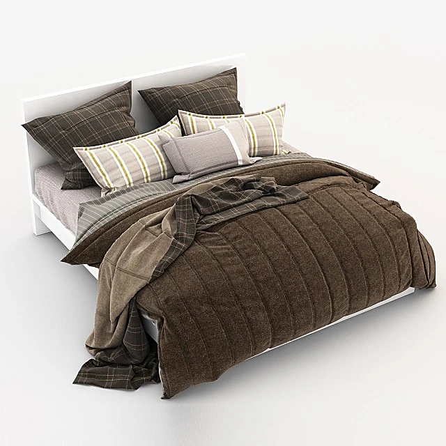 Fluffy Bedding Set with Plaid Patterns