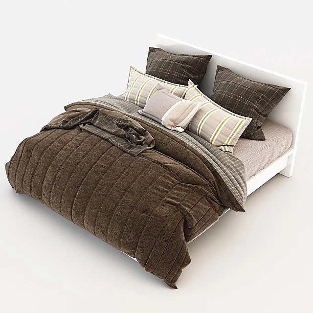 Fluffy Bedding Set with Plaid Patterns (2)