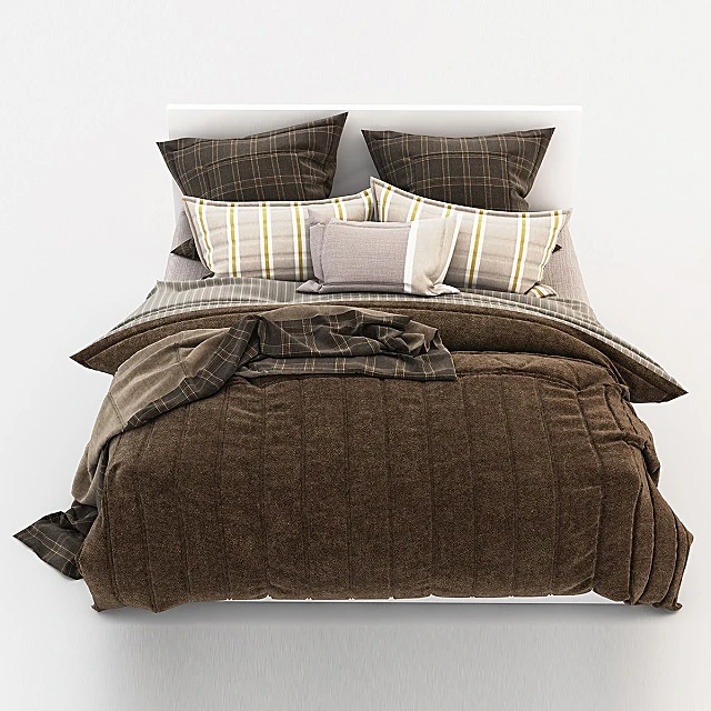 Fluffy Bedding Set with Plaid Patterns (3)