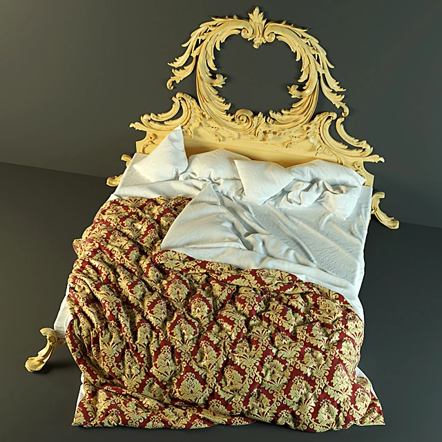 Classic Bed with Ornate Carved Headboard (2)