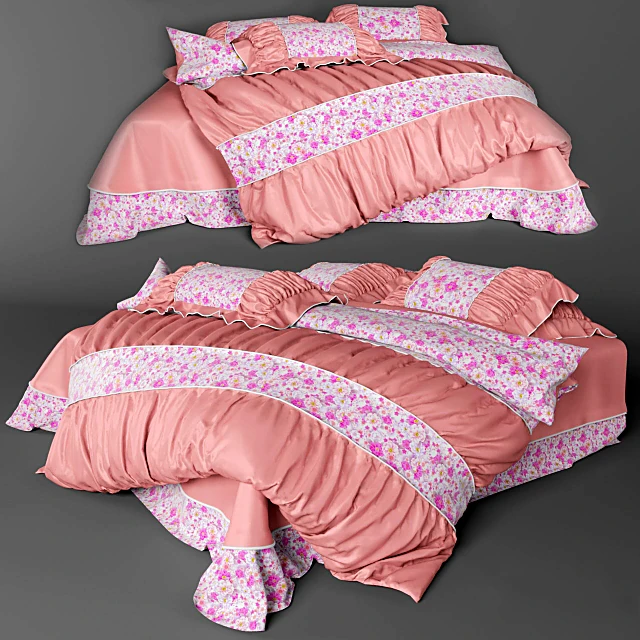 Bed Linen Set with Floral Ruffles