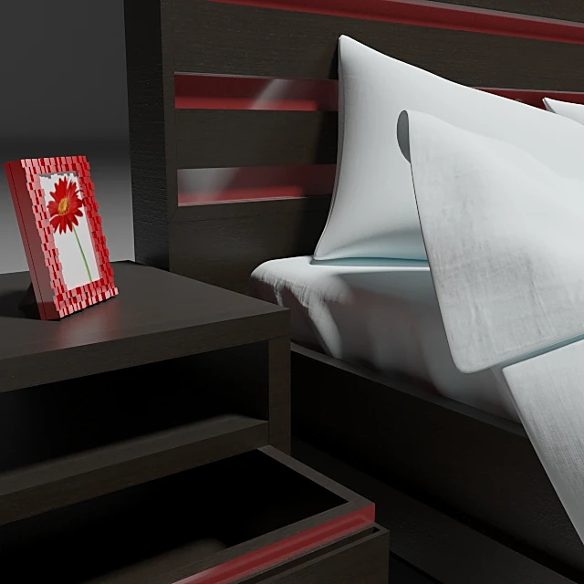 Double Bed with Modern Wood Headboard (2)