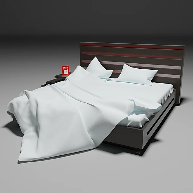 Double Bed with Modern Wood Headboard (3)