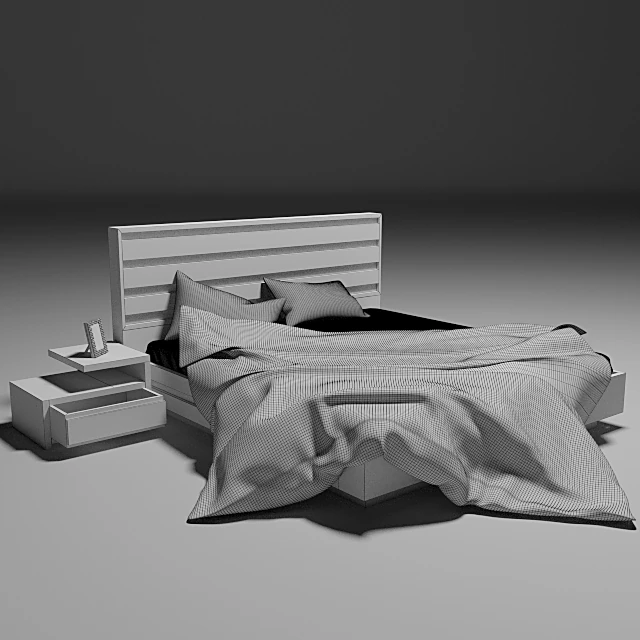 Double Bed with Modern Wood Headboard (4)
