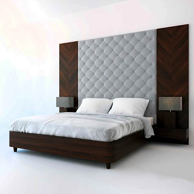 Bed with Baklava Pattern Headboard