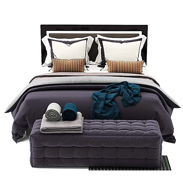 Modern Bed Set with Tufted Ottoman (2)