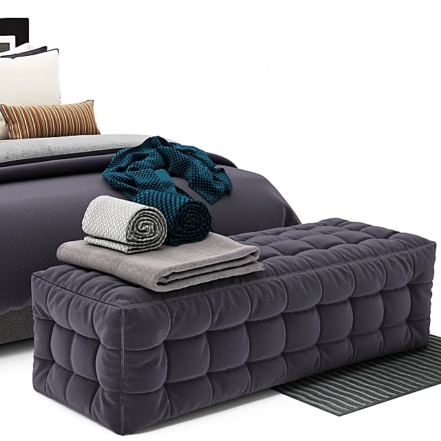 Modern Bed Set with Tufted Ottoman (3)