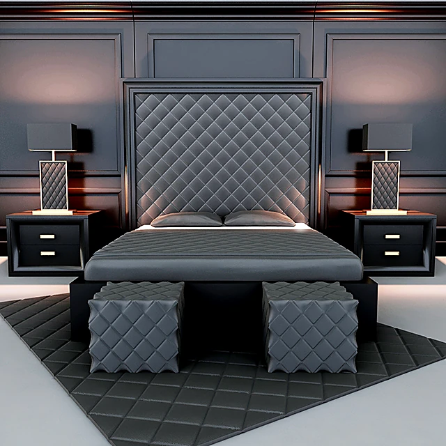 Classic Bedroom Set with Quilted Headboard