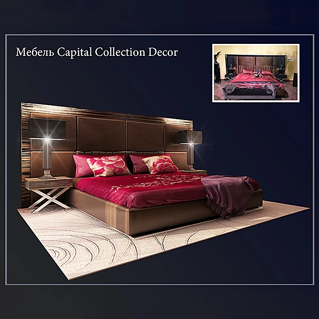 Bedroom Bed with Upholstered Headboard