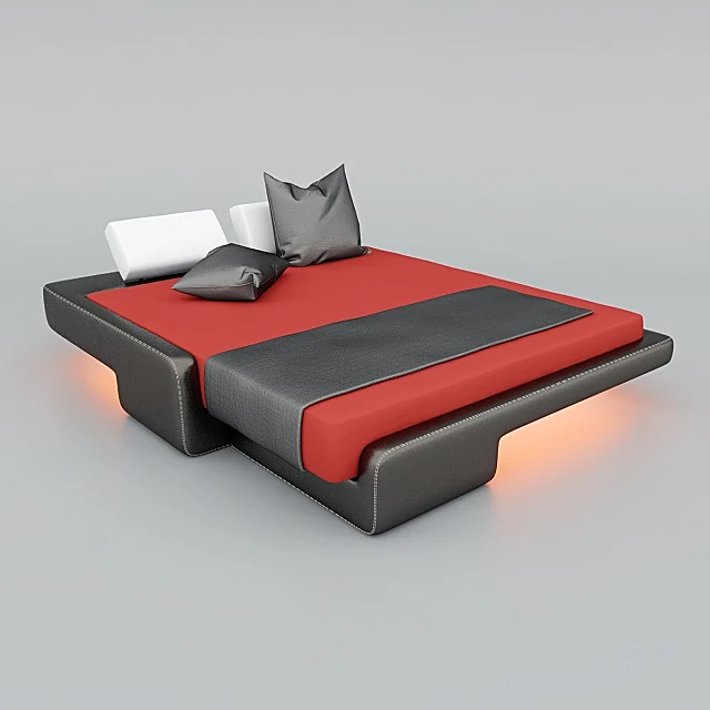 Low-Profile Upholstered Bed with Integrated Lighting