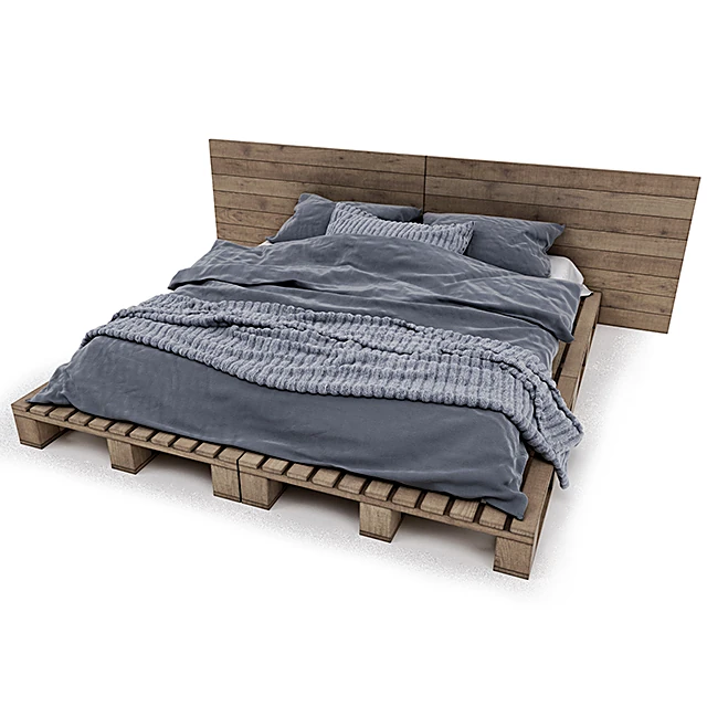 Scandinavian Wooden Bed with Pallet Base