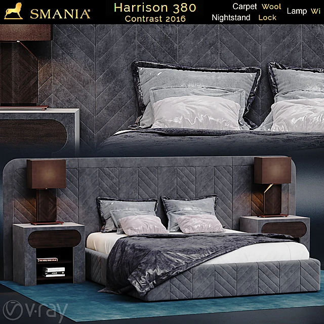 Upholstered Bed Harrison 380 by Smania